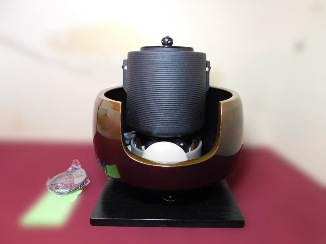 ☆唐銅面取風炉 サビない釜 釜環 電熱器 前瓦 敷板送料込み