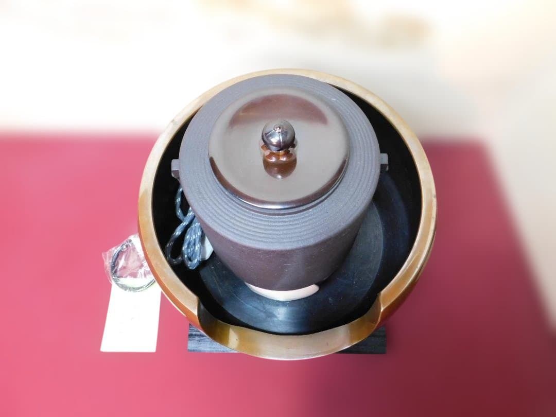 ☆唐銅面取風炉 サビない釜 釜環 電熱器 前瓦 敷板送料込み