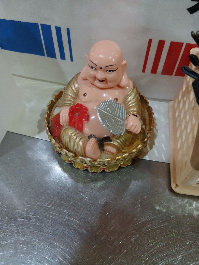仏像 置物 金色 扇子
