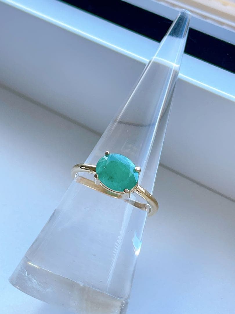 エメラルド　リング　ハンドメイド　天然石