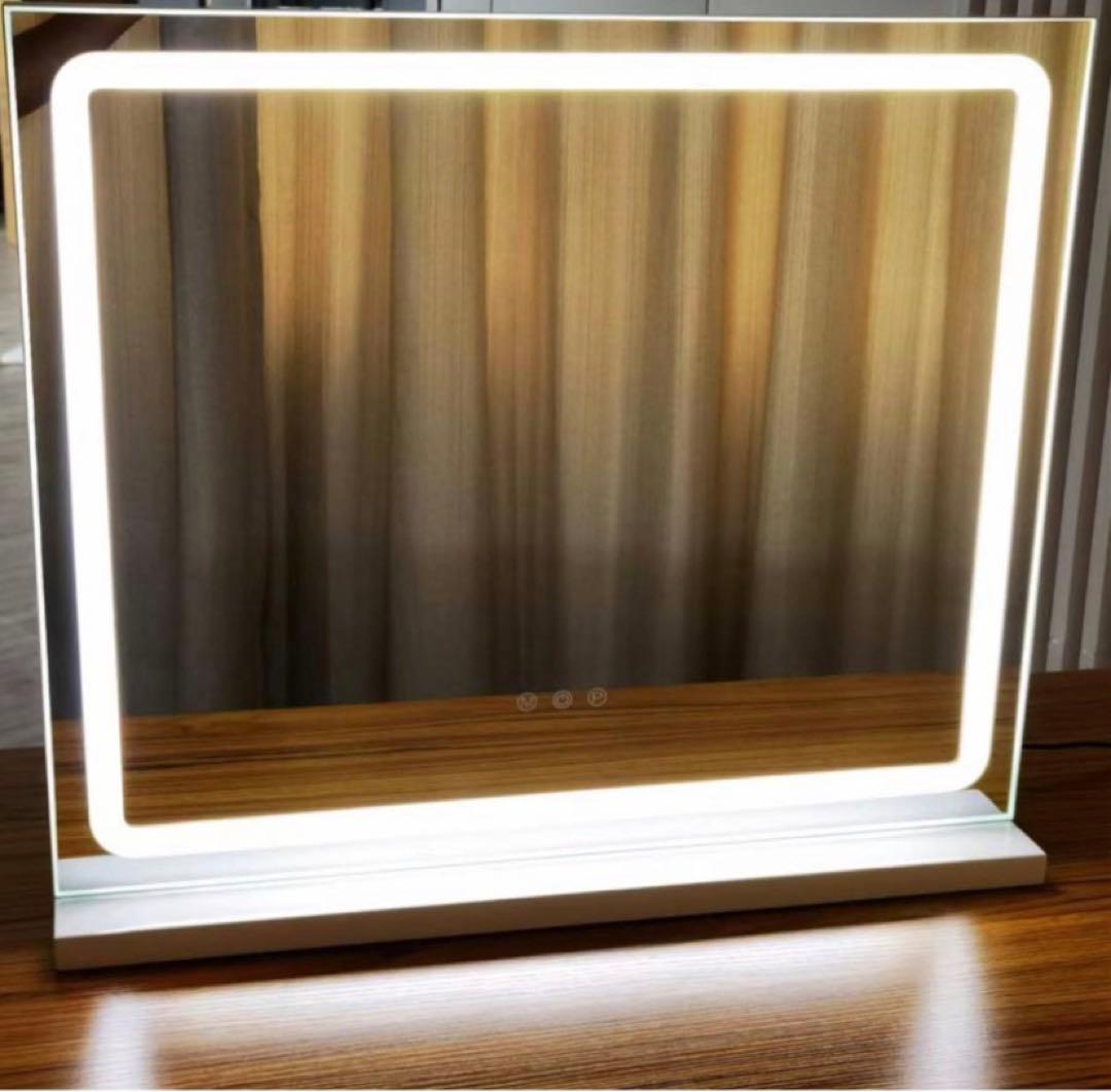 女優ミラー 人気 LED ハリウッドミラー 風　ホワイト    60*50cm