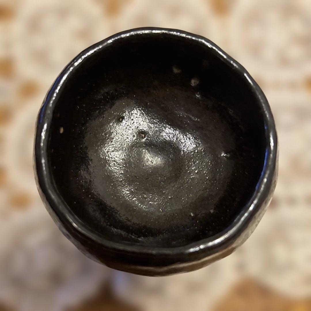 新品　黒楽焼　抹茶茶碗　刻印