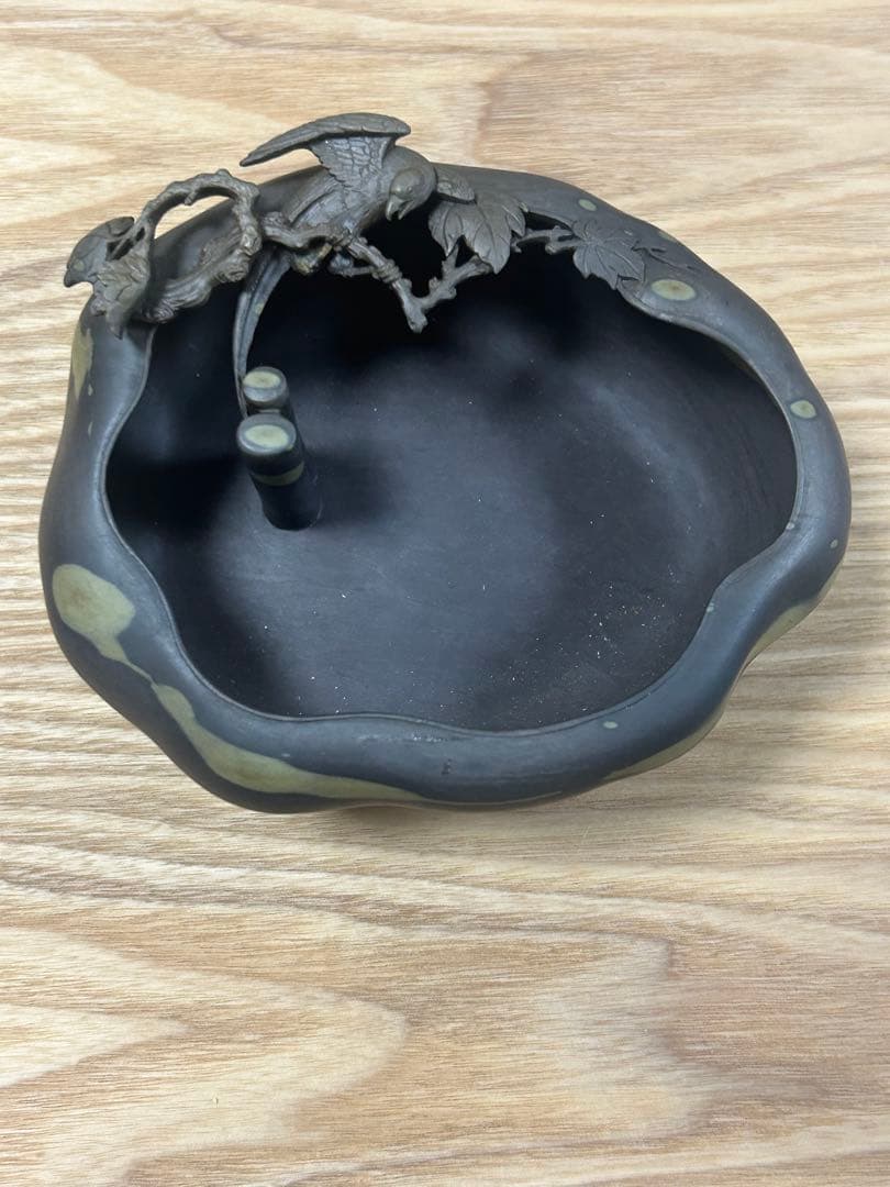 書道 硯 梅花坑水盂枝に鳥型　美術品　芸術家　骨董品　工芸品　最高級　逸品　中国
