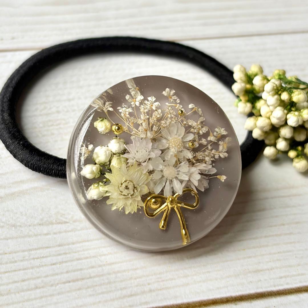 メル30077 ハンドメイド　レジン　花ヘアゴム