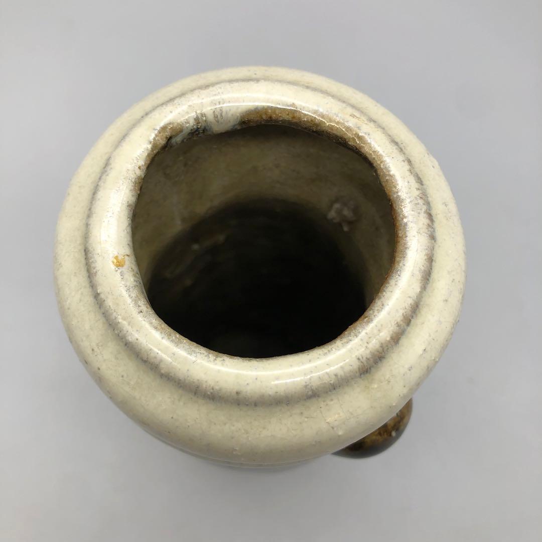 唐津焼朝鮮唐津花入耳付き双耳花瓶花生け華道茶道具ビンテージ伝統工芸骨董品