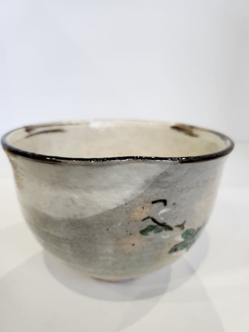 Y798-5 茶道具 暦手 浅見与し三造 ぶどう絵 抹茶碗 共箱 ま