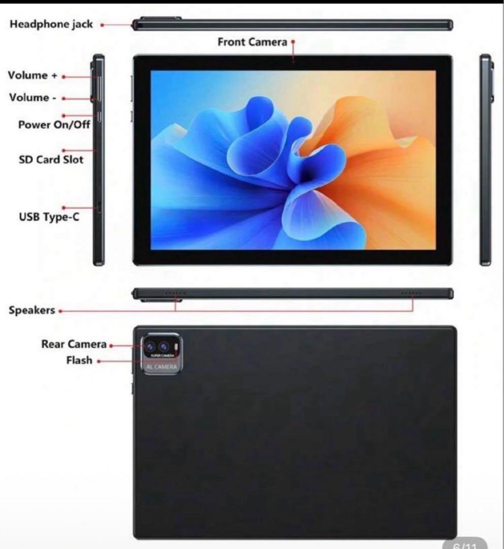 新品☆Android15 6GB 128GB ケース付 タブレット 10インチ