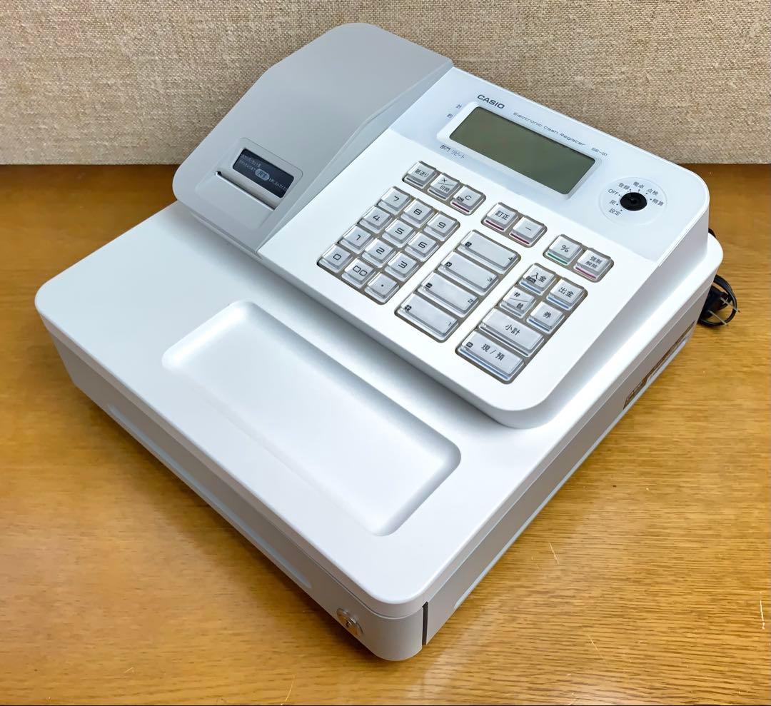 【美品】CASIO レジスター 客面液晶表示 小型ドロア SE-G1 WE