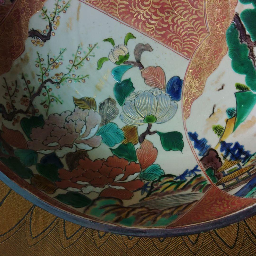 角福　青手　金彩図　大鉢