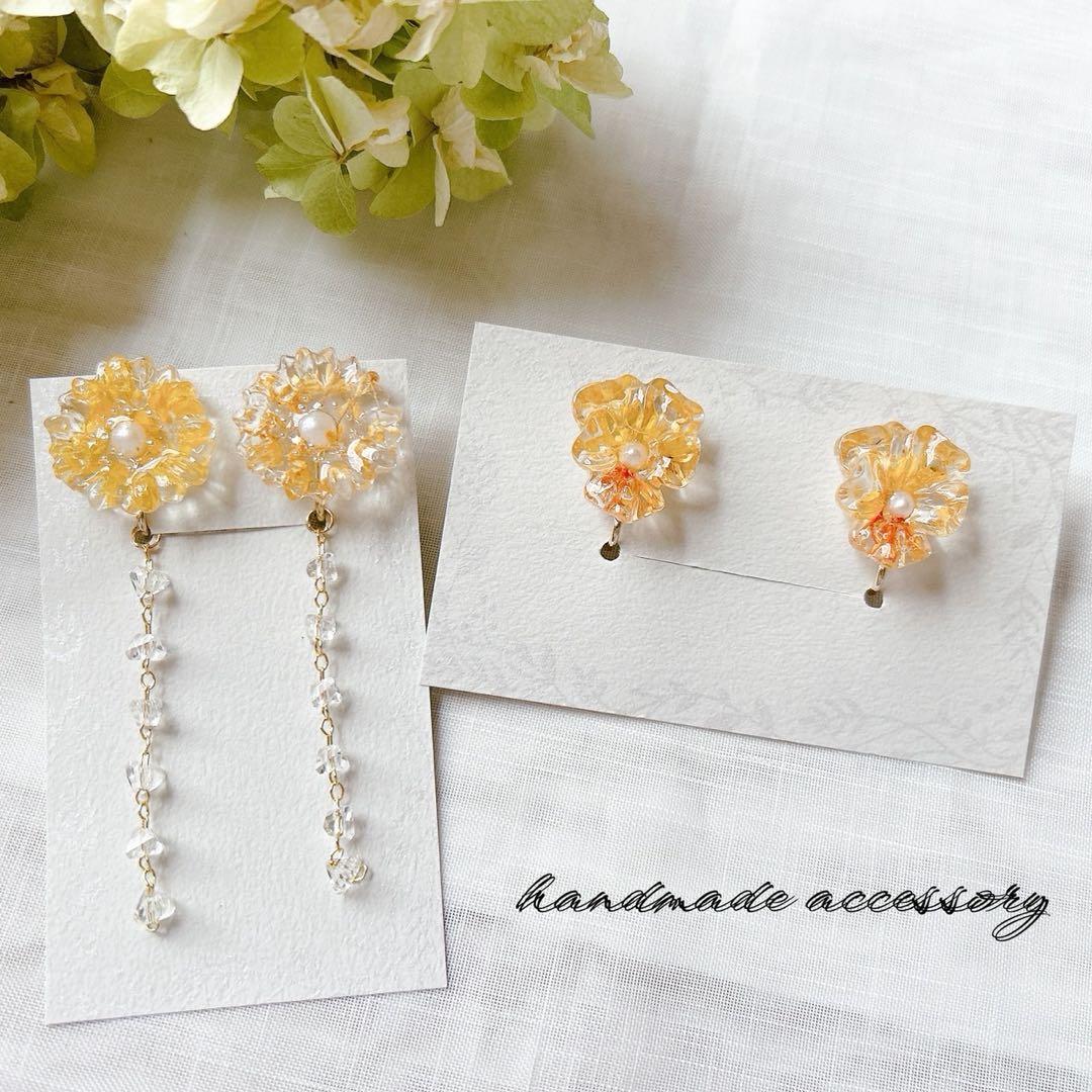 No.16  ひまわり　イヤリング　ハンドメイドアクセサリー