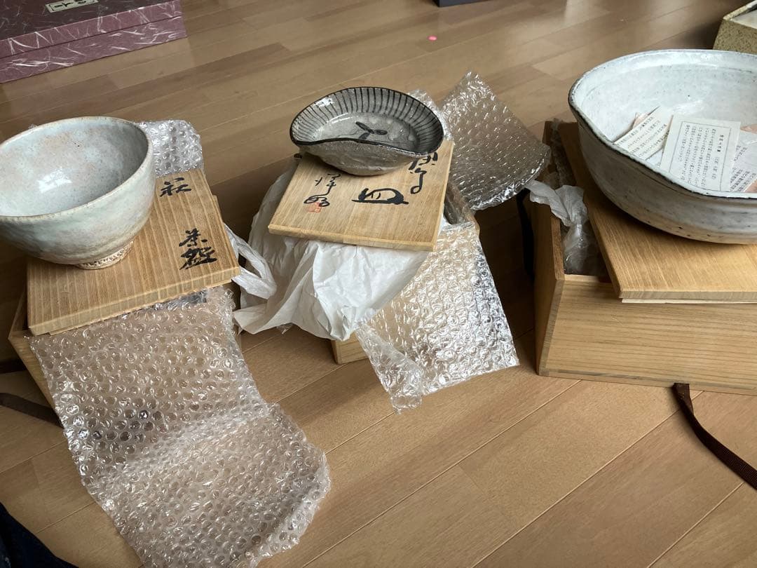 美品 日本伝統陶芸セット 木箱・署名入り 未使用