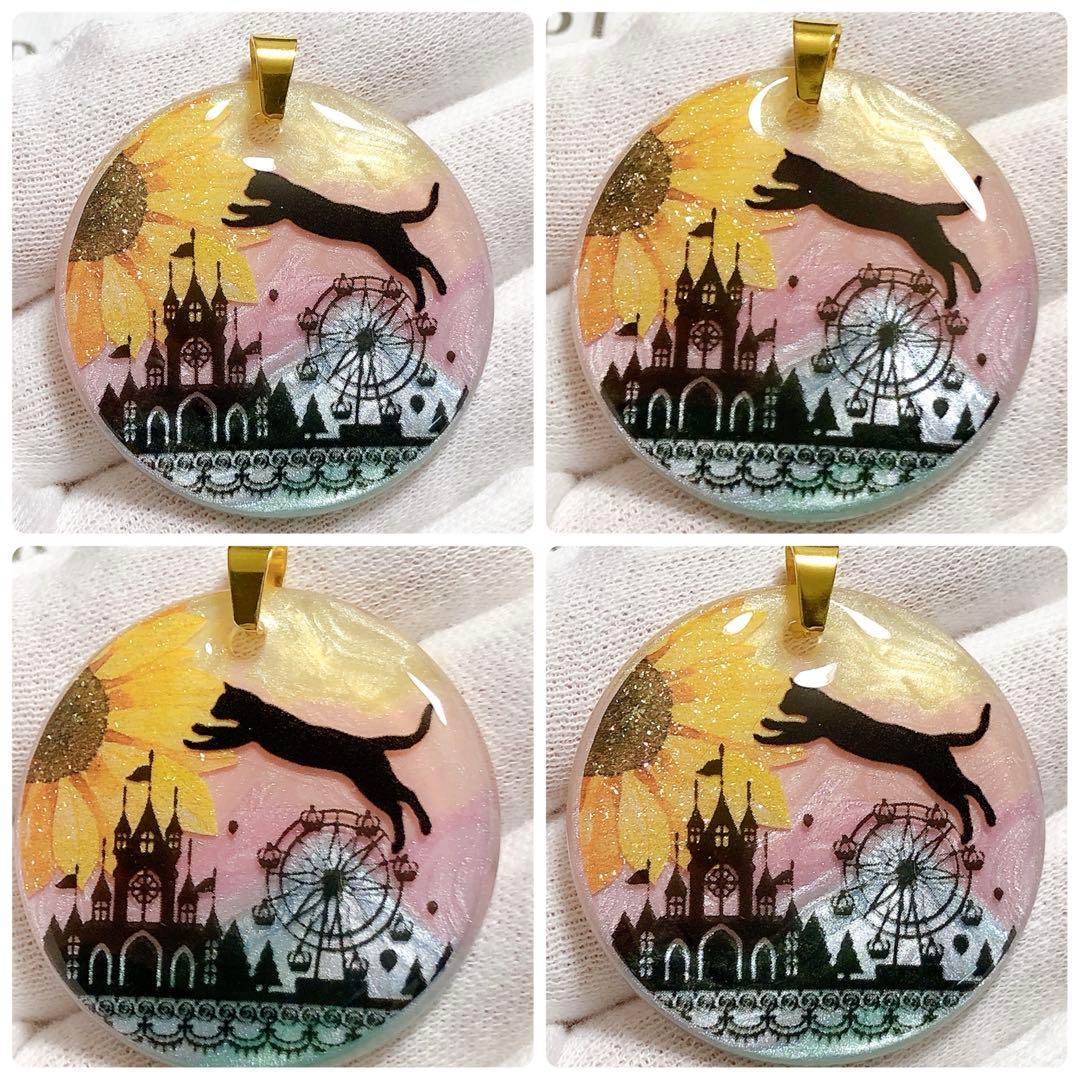 ⭐️ワン⭐️No.1749 レジン ペンダントトップ 猫 ねこ ネコ ♡