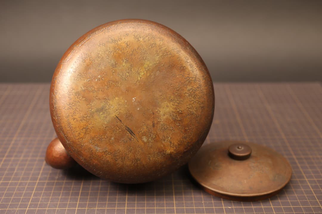 【即購入可】金属工芸品まとめて／慶鐘堂錫製茶入／昌晴正銅製建水／無銘銅製水次茶托
