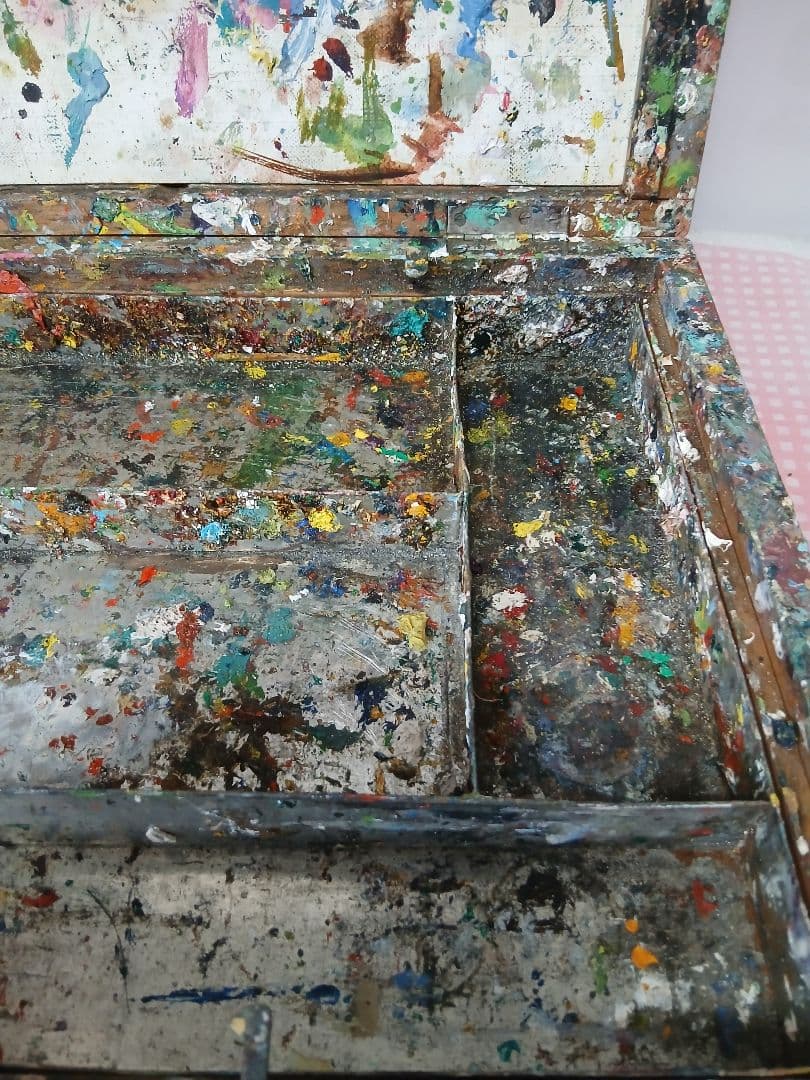 お値下げ！古い絵の具 画材セットの木箱
