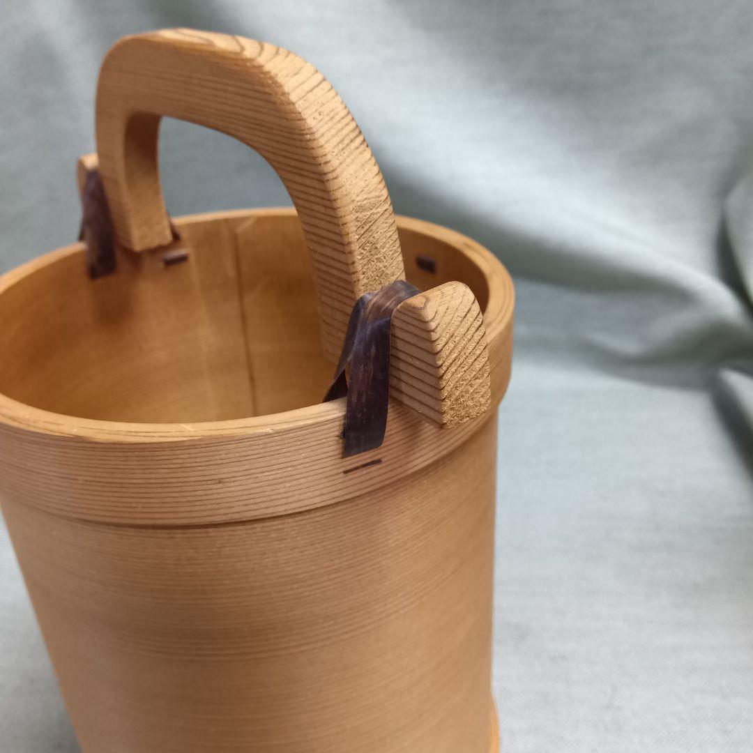 博多曲物　玉樹作　手付桶型一輪挿し　花器