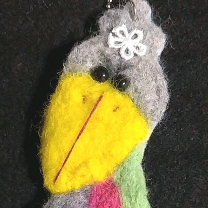 ♪ハシビロコウ♪羊毛フェルト　刺繍　＊チャーム