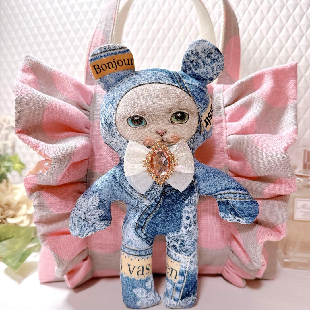ゆ*ら様 コヤンイサムチョン♡夏！大人可愛いオッドアイにゃんのフリルトートバッグ