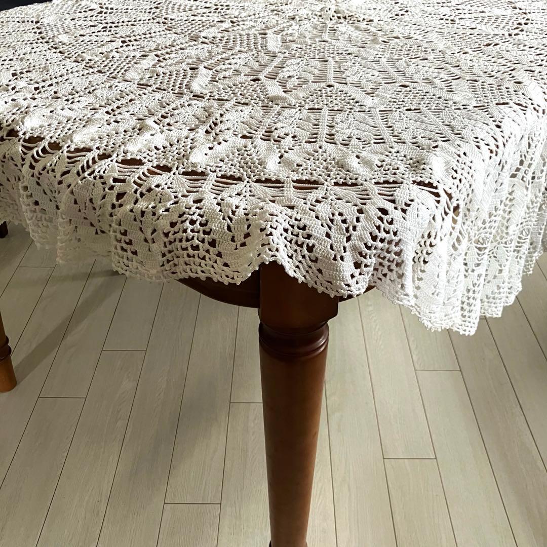 極美品✨手編み 大判 ドイリー テーブルクロス ハンドメイド アンティーク