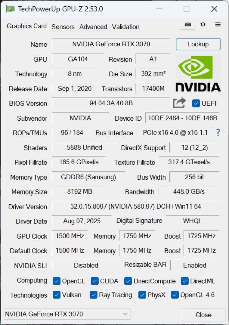 グラフィックボード・グラボ・ビデオカード ELSA RTX3070 S.A.C
