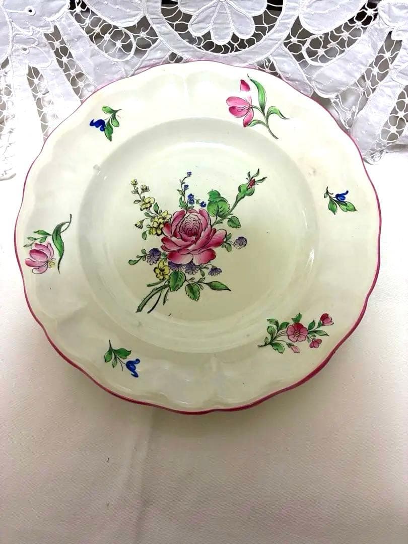 フランスアンティーク Lunéville 深皿 24cm 美品 貫入あり