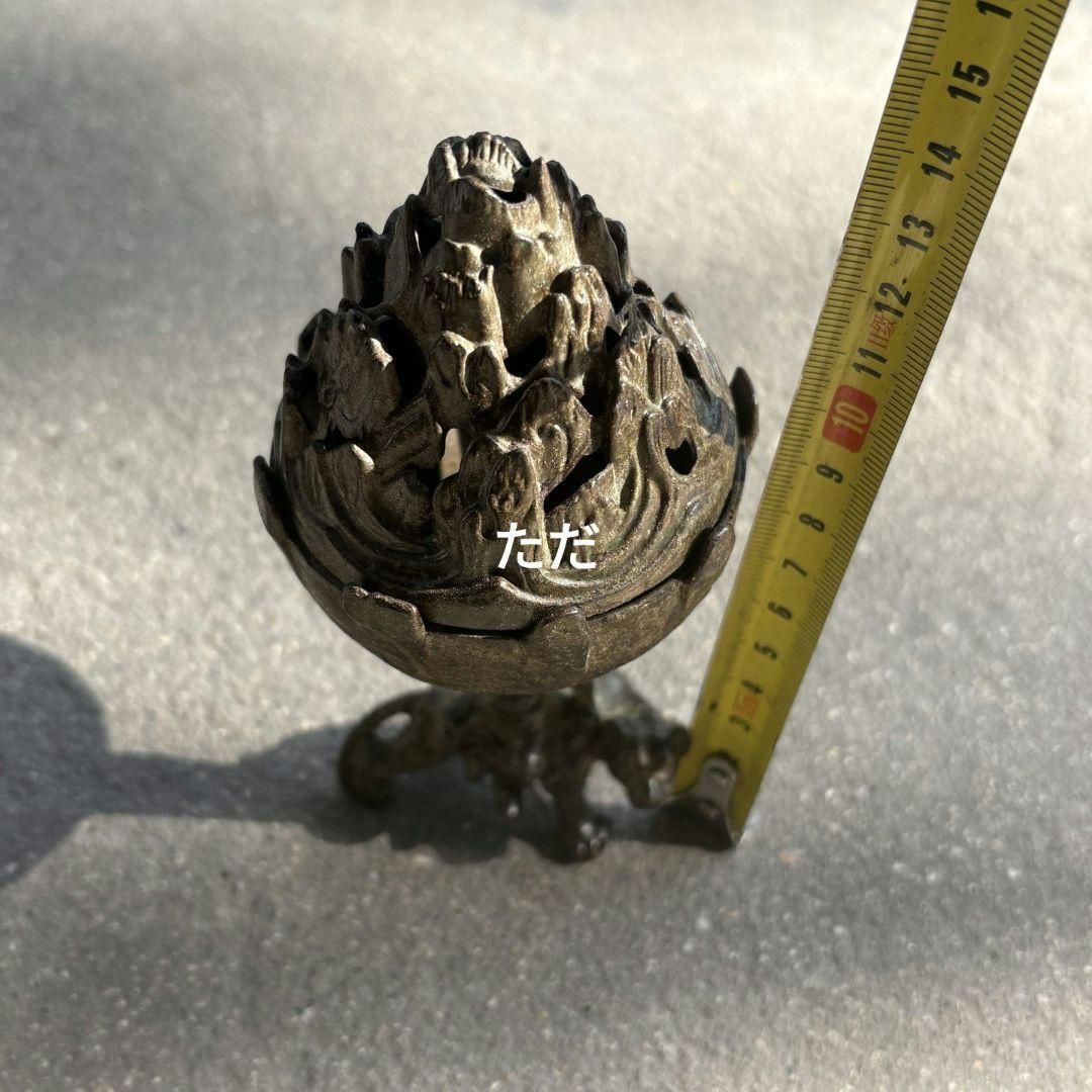 銅製 羅漢博山炉 香炉 護法神像炉 香道具 茶道具 装飾品 工芸品 置物