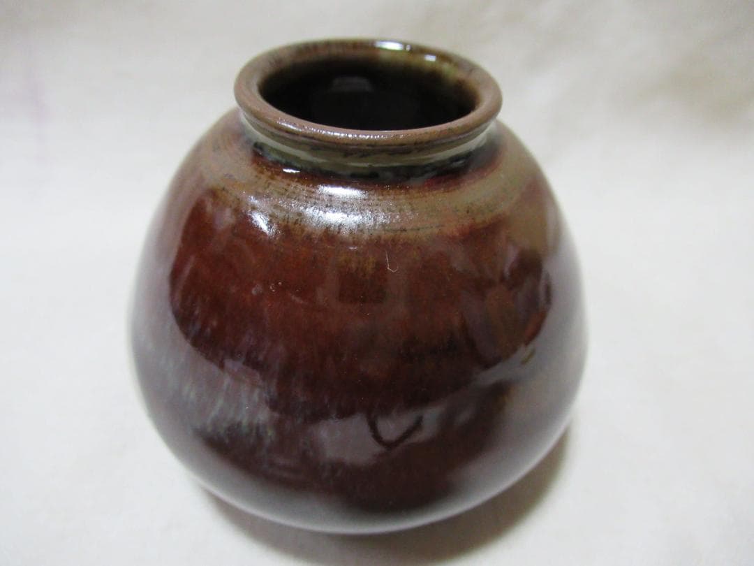 茶道具　高取焼　茄子茶入　喜恵作　共箱