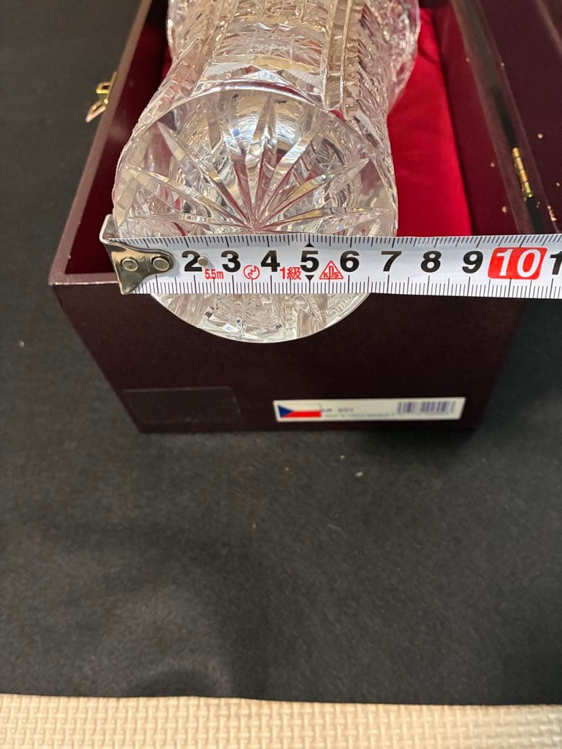「ボヘミアクリスタル 花瓶 24% Lead Crystal チェコ製 箱付き」