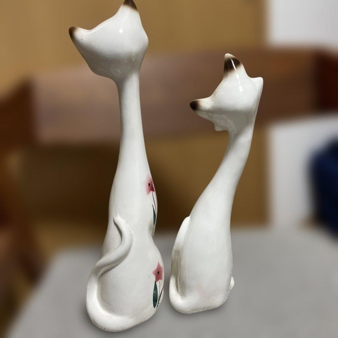 昭和レトロ　シャム猫の陶器置物 サイズ違いの10体セット