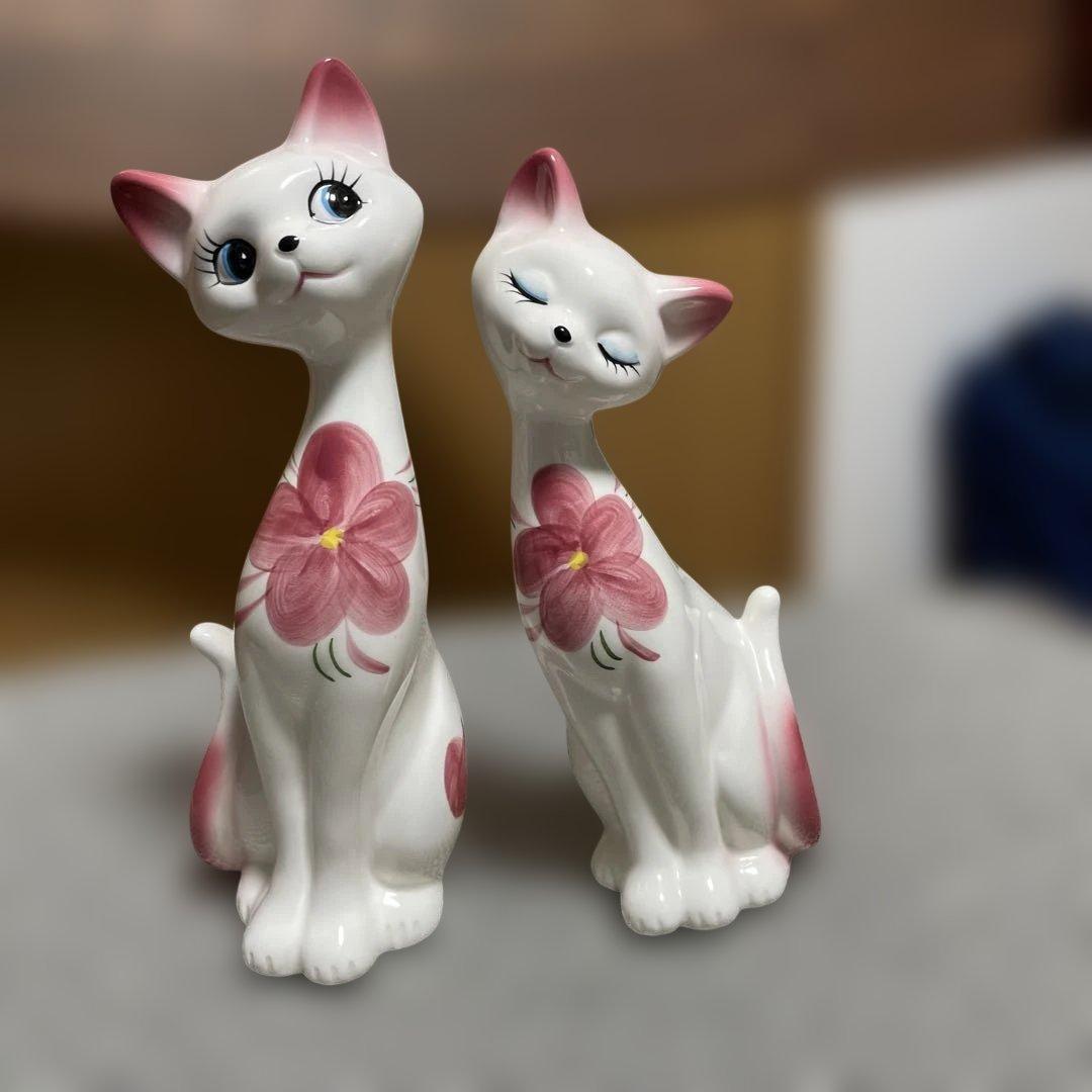 昭和レトロ　シャム猫の陶器置物 サイズ違いの10体セット