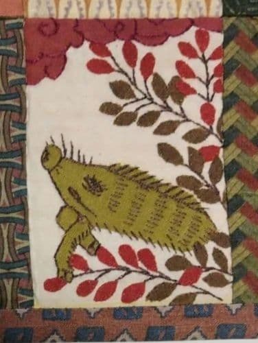 和風 タペストリー【花札のタペストリー】ハンドメイド　刺繍　 アップリケ　古布