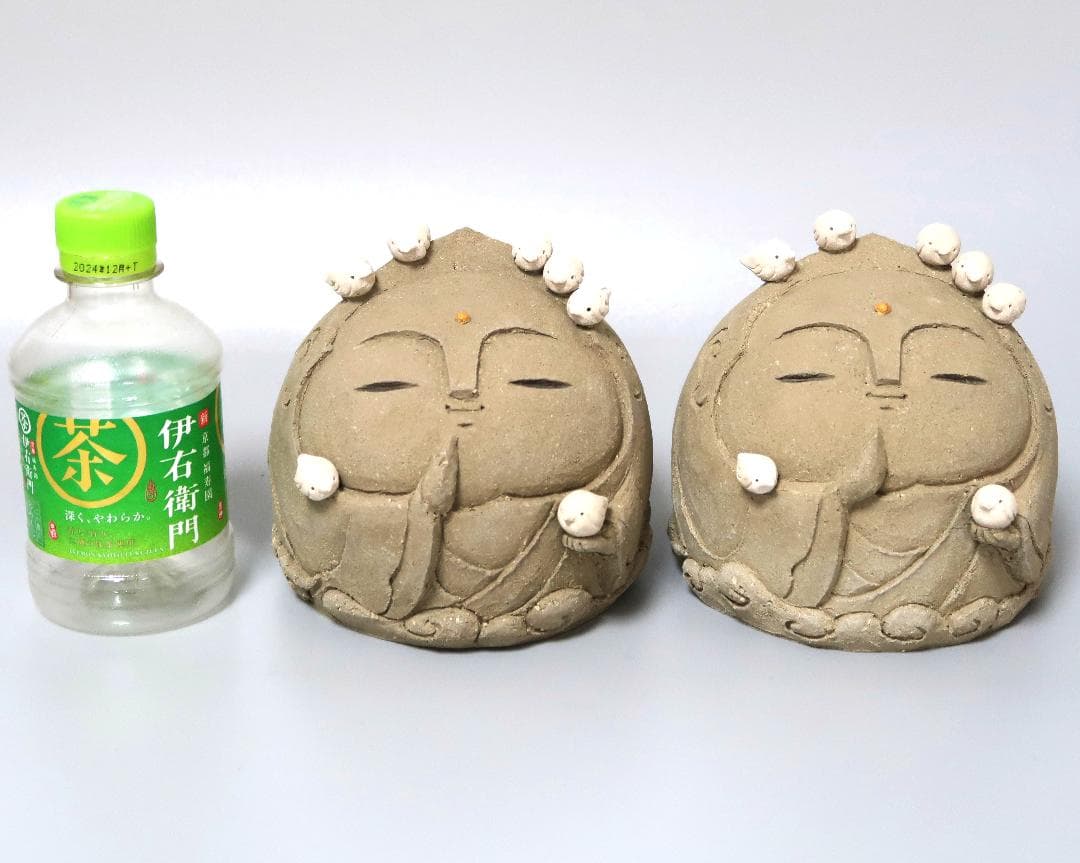 【陶器のお地蔵さま 2体】 お地蔵さん 地蔵 陶器 陶製 置物 フィギュア 人形
