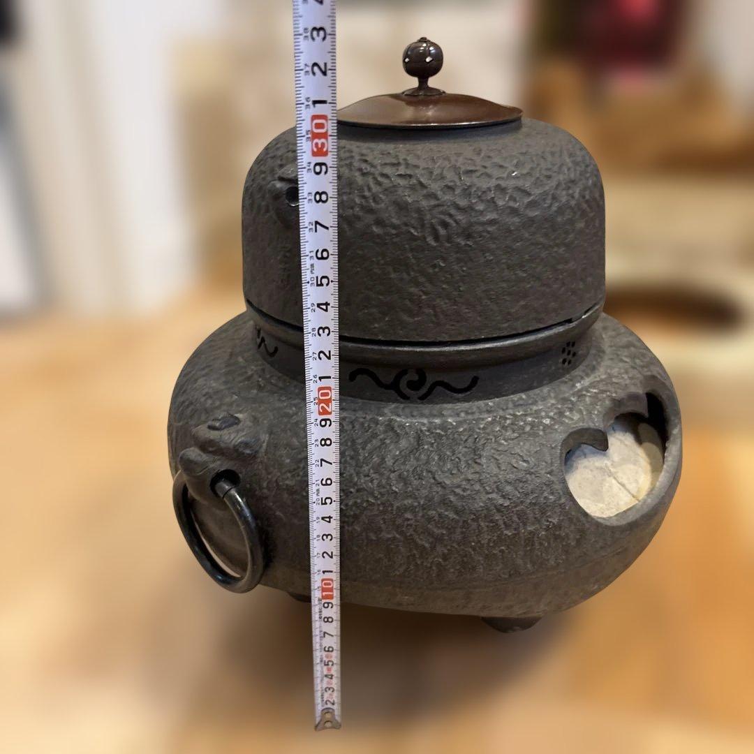 鉄製茶釜 那古野釜　宝斎　鬼面風炉