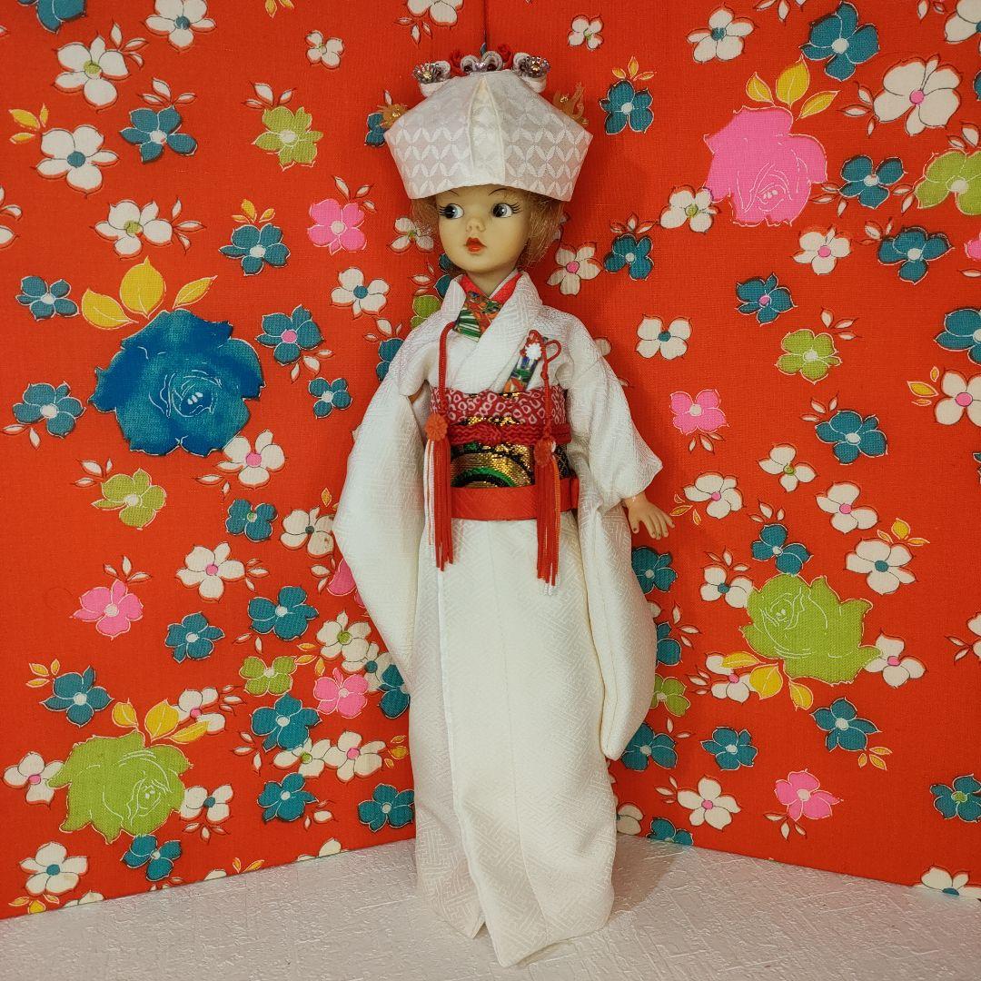 タミーちゃんサイズ　ハンドメイド　花嫁衣装セット　赤花柄