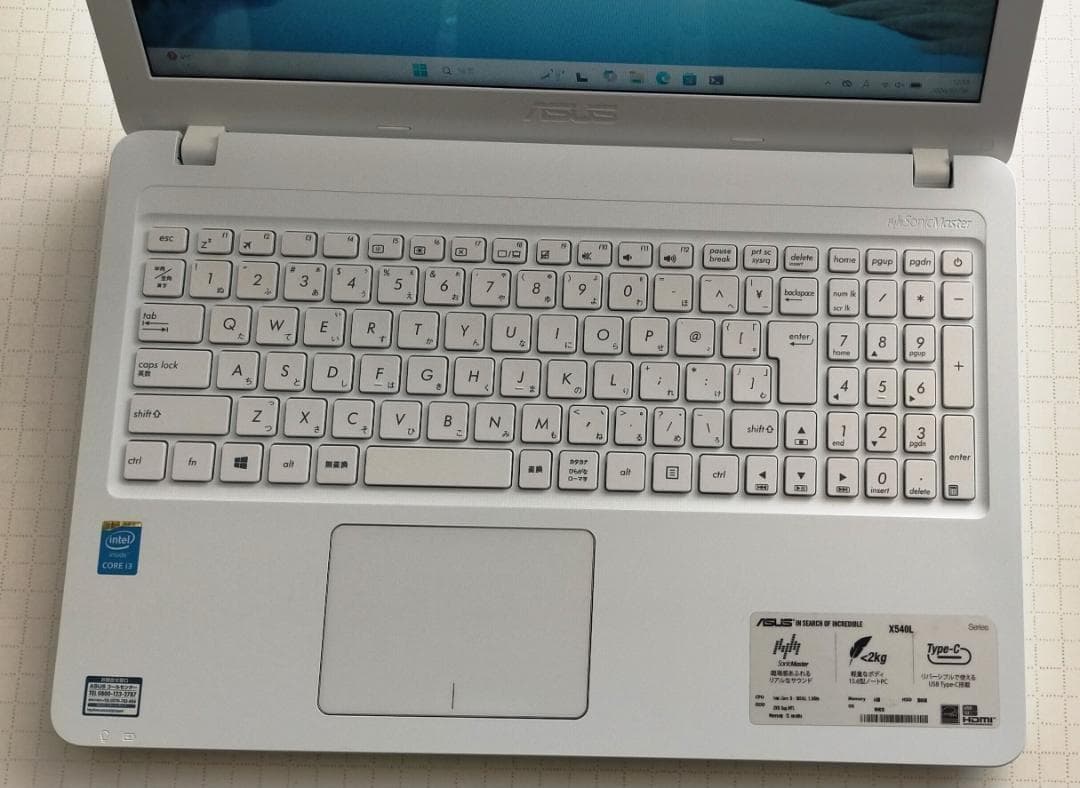 Windowsノート本体 ASUS X540L i3 SSD128GB 4G Win11