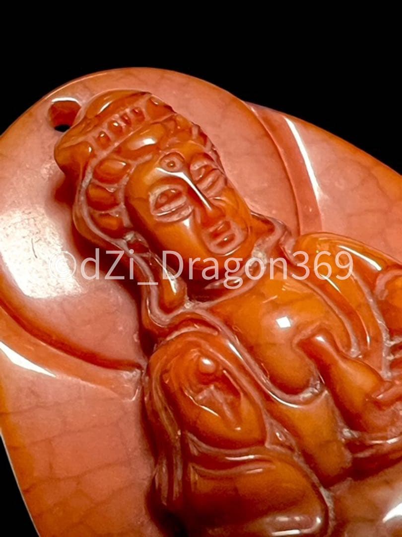 【幻の天珠】台湾上肯社正規品 玉髄龍紋法相火供宝瓶観世音菩薩板天珠