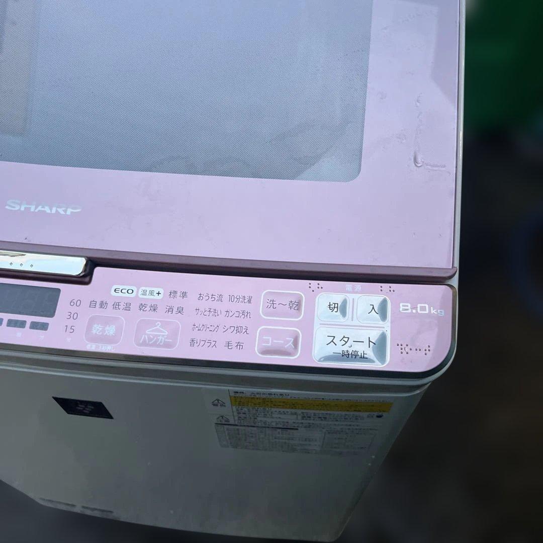 ⭐︎大特価SHARP/シャープ/洗濯乾燥機/8㌔/ピンク/動作良好品