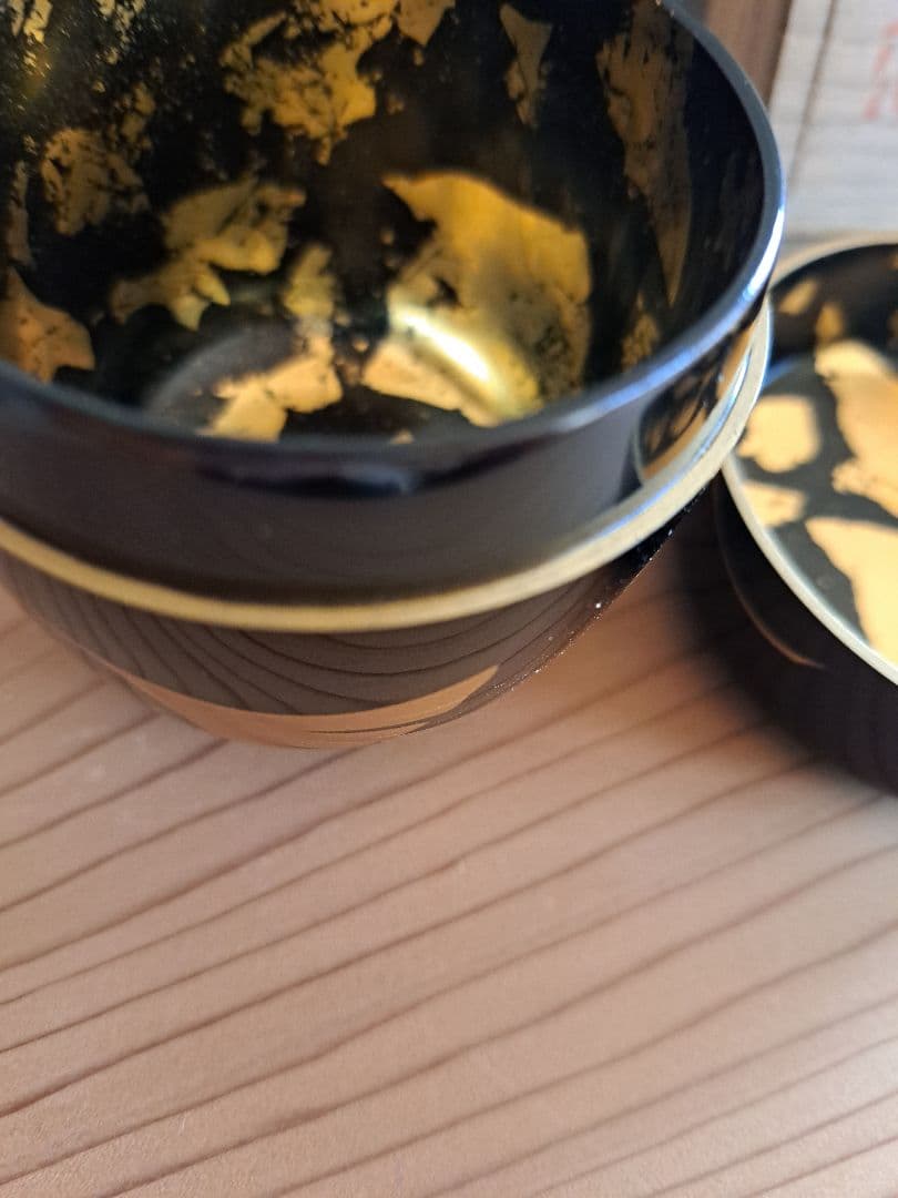 棗　銀杏　会津塗　金箔　花押
