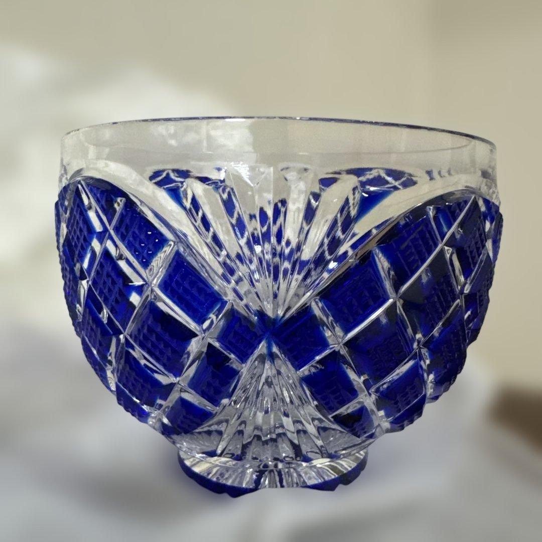 未使用品　復刻　切子浪漫　小付鉢　小付　エーデル　青