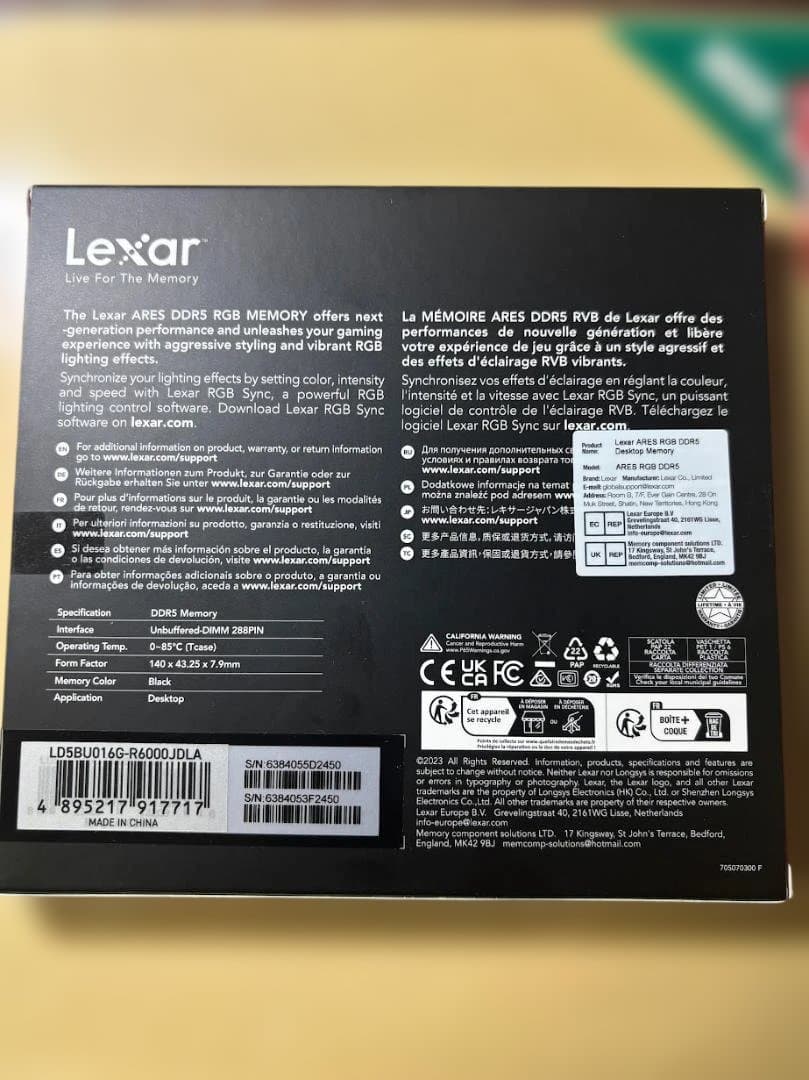 新品 DDR5 RGB 32GB(2x16GB) 6000 XMP/EXPO④
