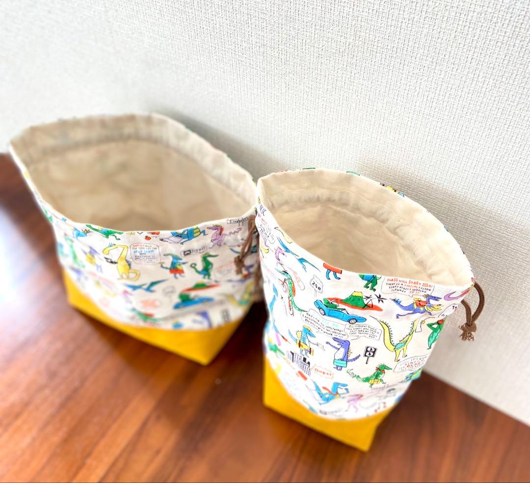 恐竜タウン　ハンドメイド　レッスンバッグ　入学入園準備　5点セット　ダイナソー