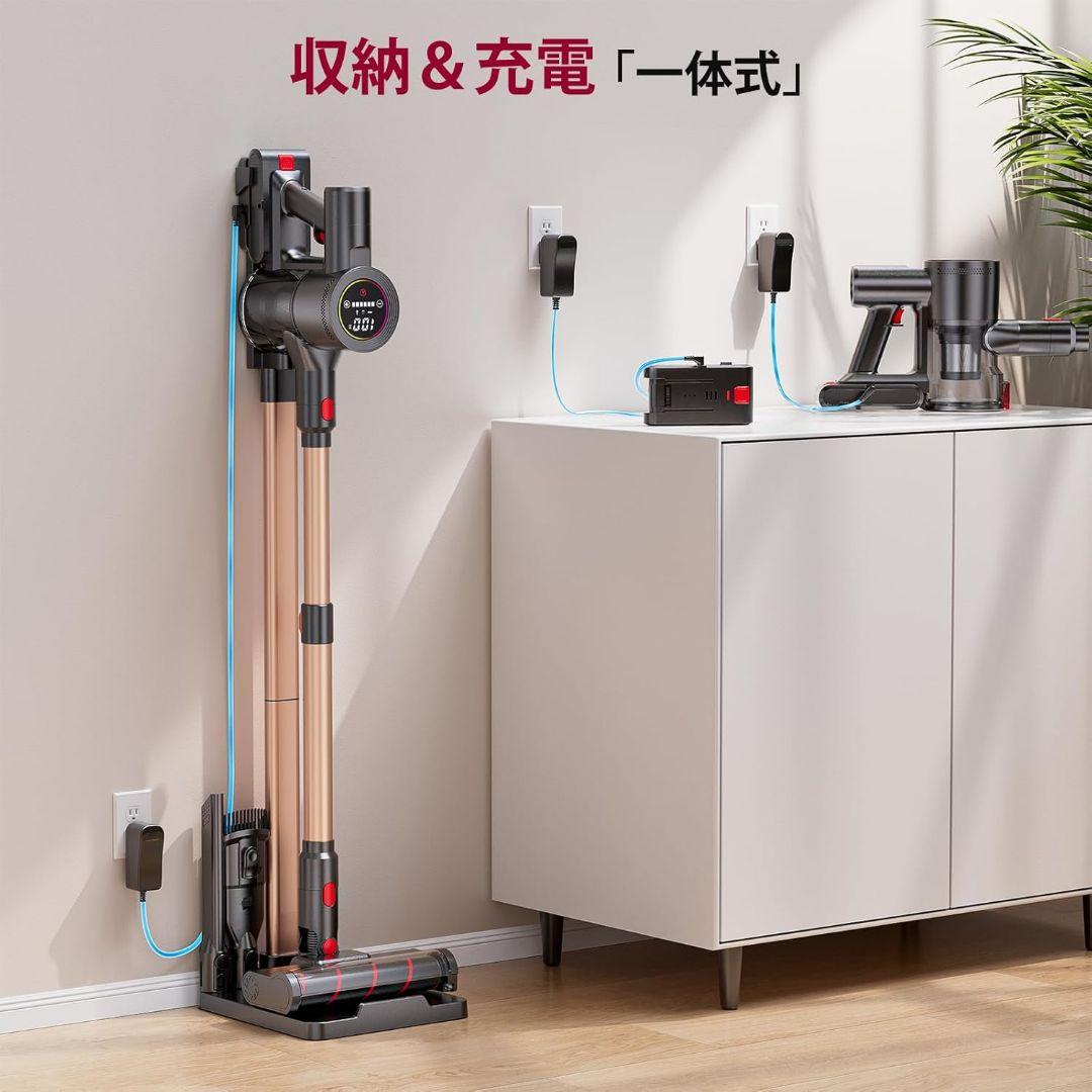 掃除機 コードレス 100w吸引仕事率 AIモード＆超広角LEDライト　低騒音