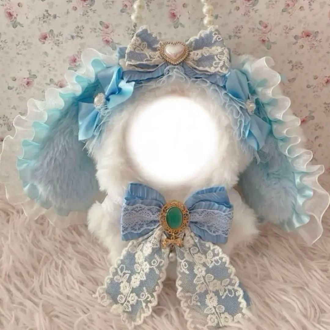 １６cm立ちぬい服♡ロリータゆめかわ姫系♡お耳フリルうさぎの着ぐるみ♡水色