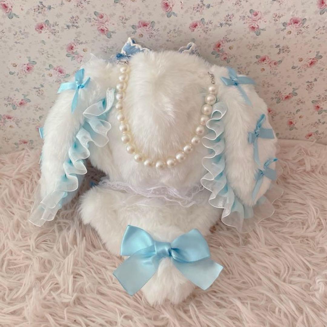 １６cm立ちぬい服♡ロリータゆめかわ姫系♡お耳フリルうさぎの着ぐるみ♡水色