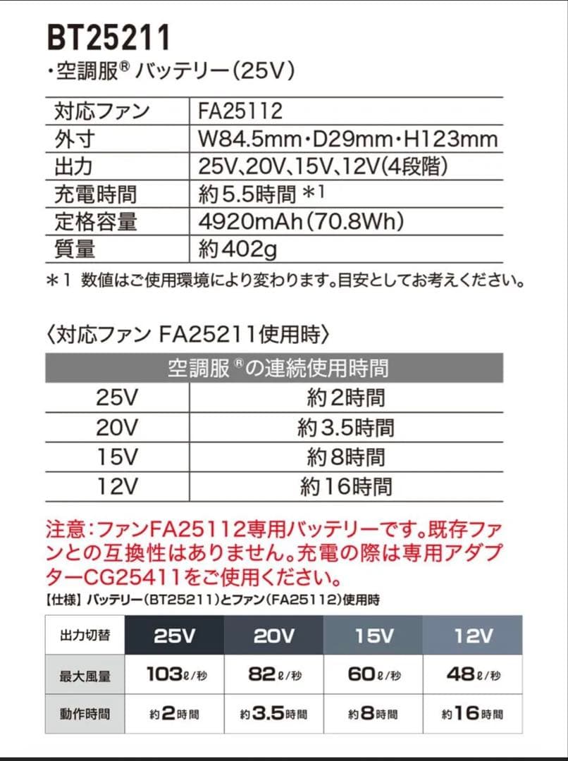 【新品】XEBEC 空調服 スターターキット 25V 103ℓ XS25011
