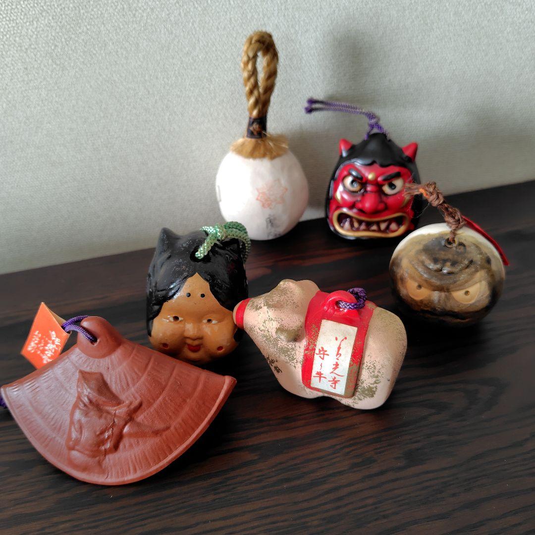 ☆手作り陶器置物 伝統的デザイン 6点セット　観光地お土産品　鈴