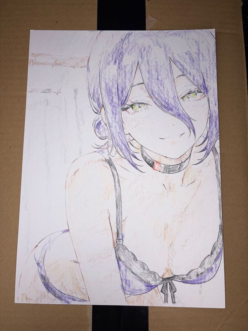 チェーンソーマン　レゼ　色鉛筆、手書き、アナログb5サイズ