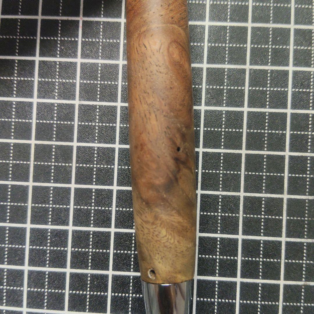 ハンドメイド　木軸シャープぺン　花梨瘤紅白　0.5mm 真鍮金具