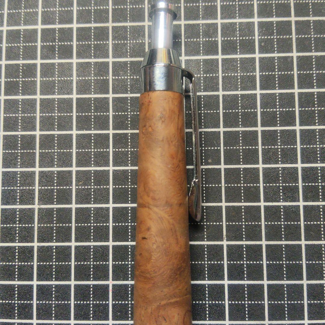 ハンドメイド　木軸シャープぺン　花梨瘤紅白　0.5mm 真鍮金具