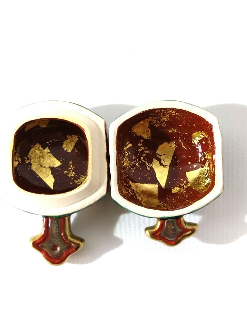西村利峰 作 青交趾 小槌 香合 共箱 京焼 清水焼 茶道具 宝尽くし