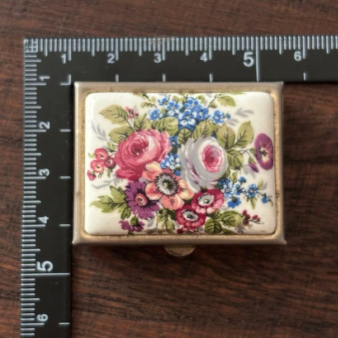 フランス製 リモージュ花柄 ピルケース アクセサリーケース 白 ピンク ゴールド